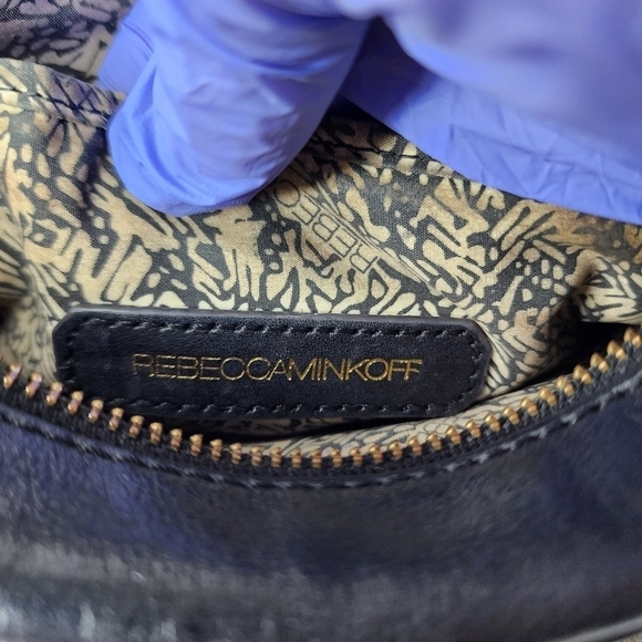 REBECCA MINKOFF Crossbody Mini MAC Black with Gold Chain Leather Purse - Picture 3 of 17